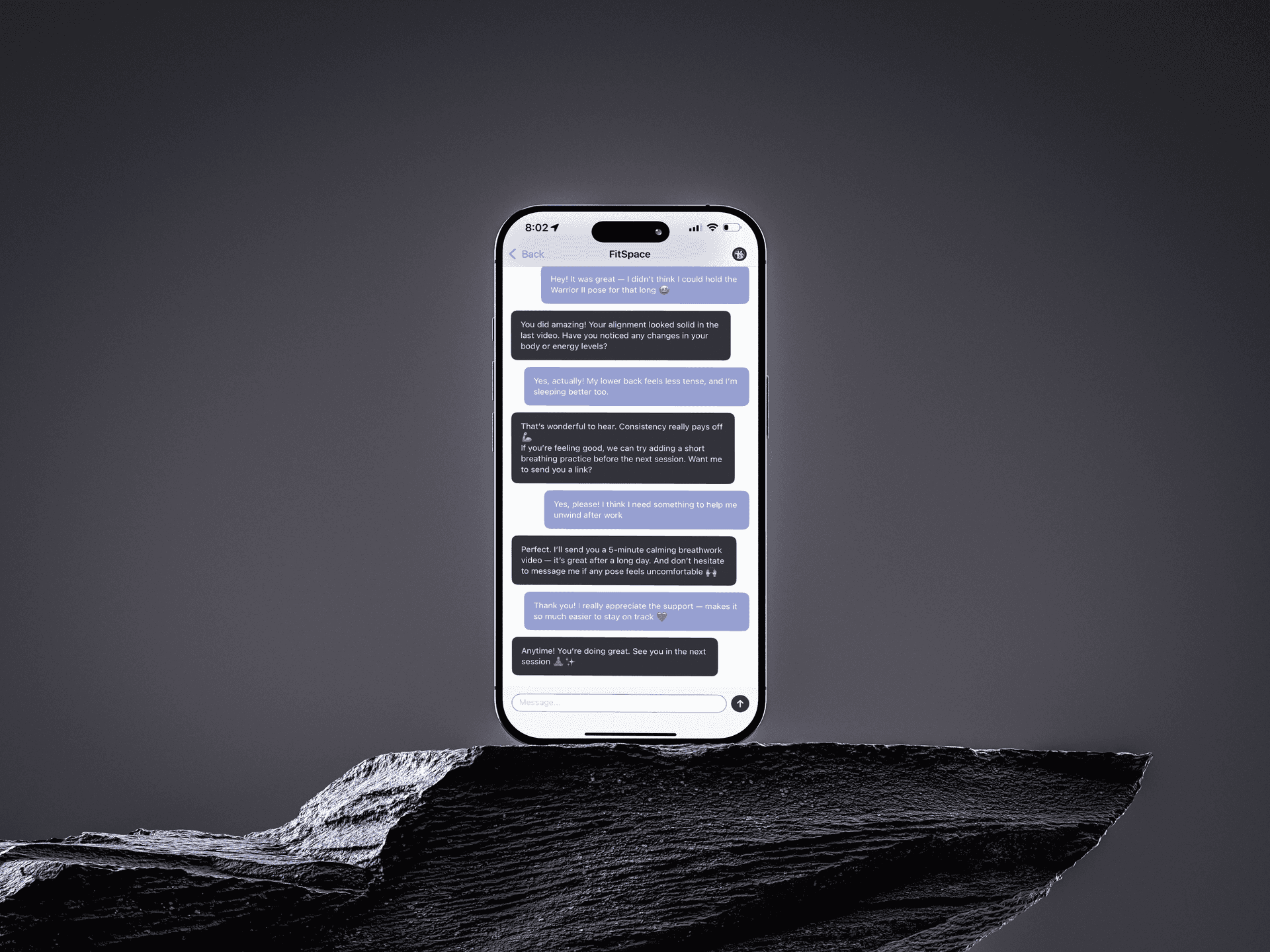 In-app chat with a fitness coach on FitSpace